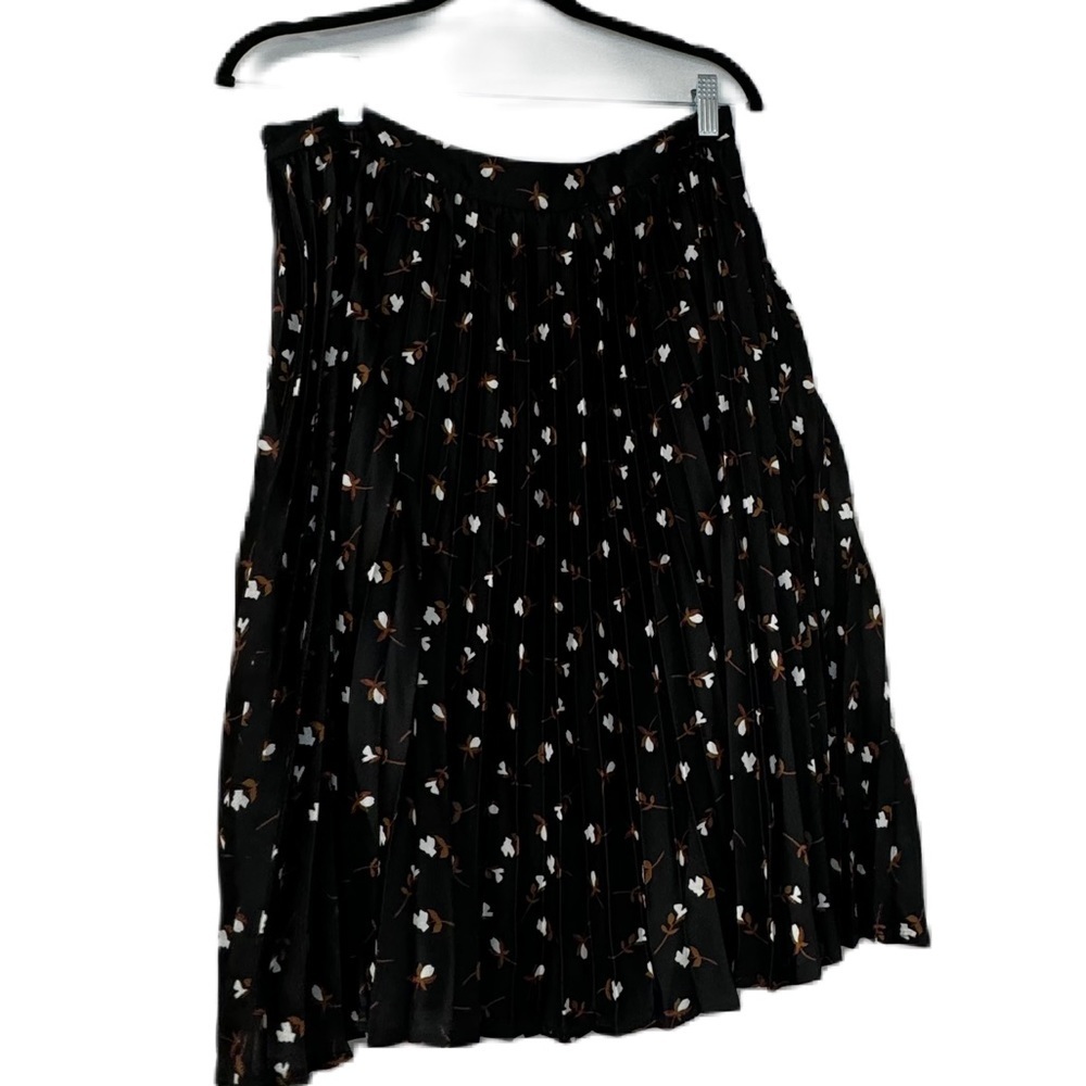 Epik Woman's pleater black floral midi sz XL skirt brown maroon white business